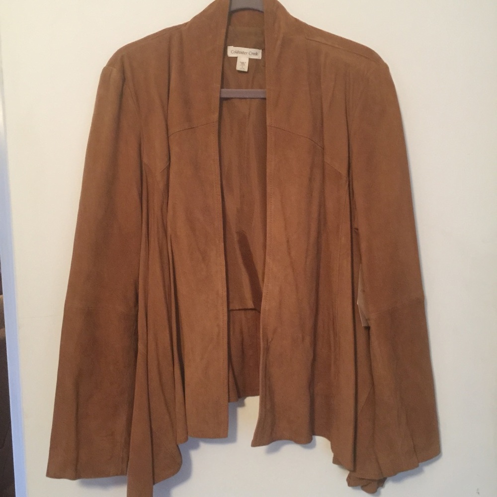 Cold water Creek Drape Front Leather Jacket Blazer