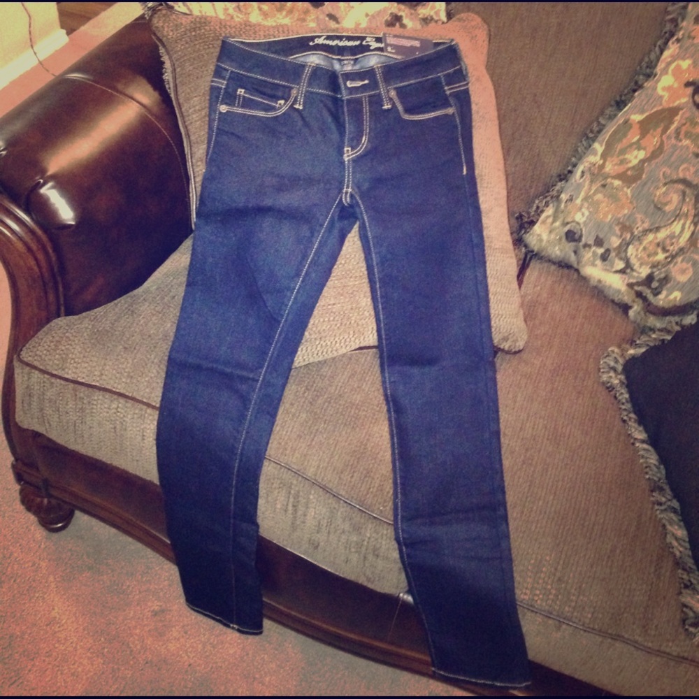 Deep Indigo Wash, Low Rise, AE Skinny Jeans