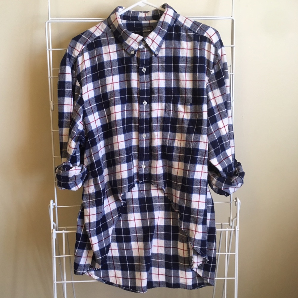 Hi-low oversized flannel