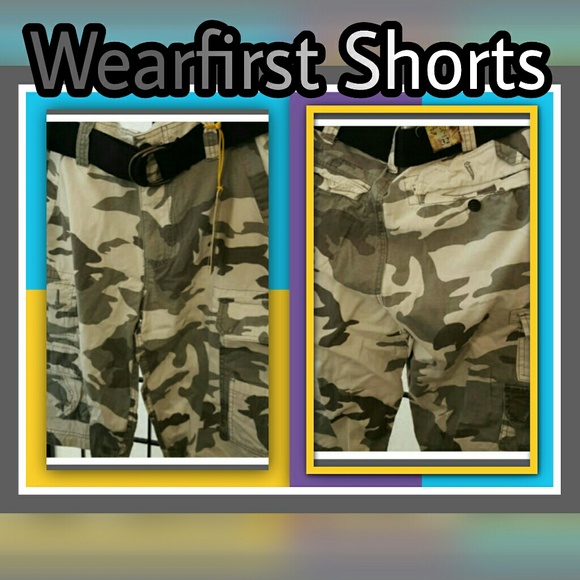 NWT WEARFIRST CAMO BELTED CARGO SHORTS, SIZE 31 - Picture 2 of 9