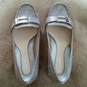 Calvin Klein Gray Python Loafers