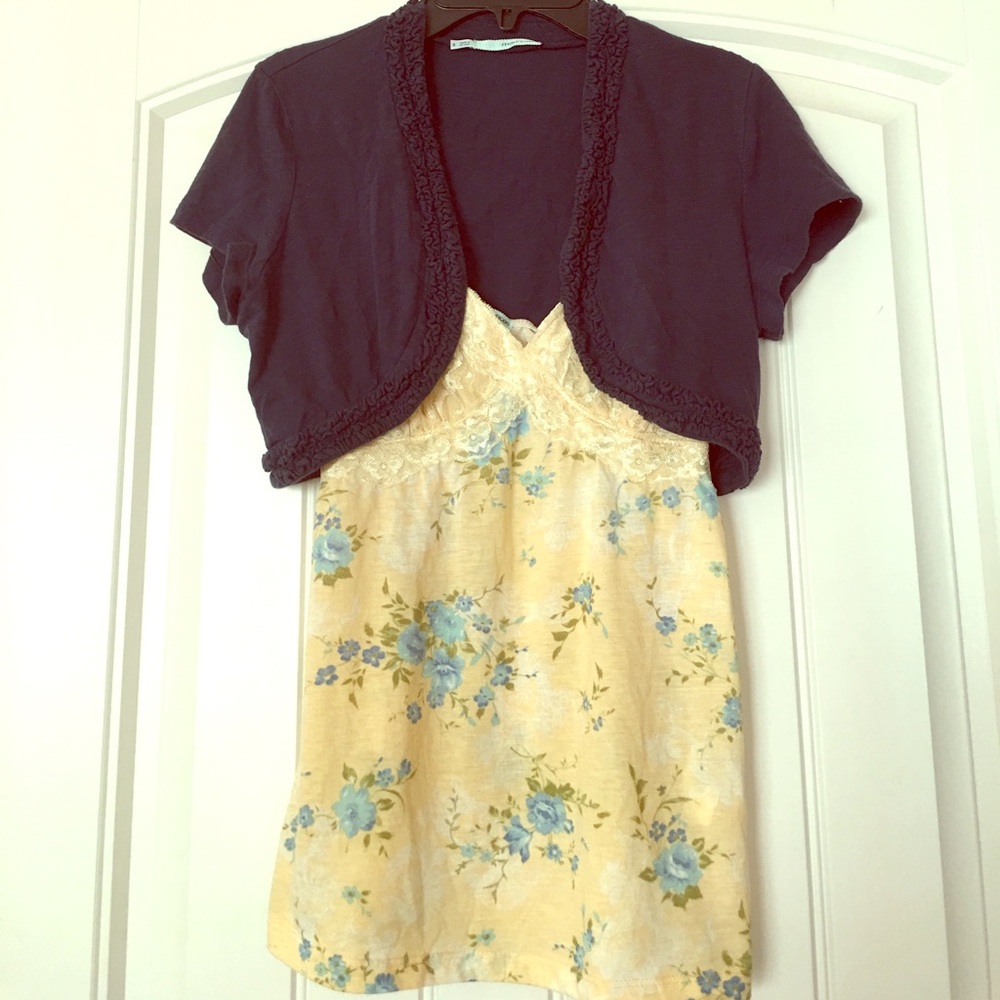 blue half cardigan. No longer available.