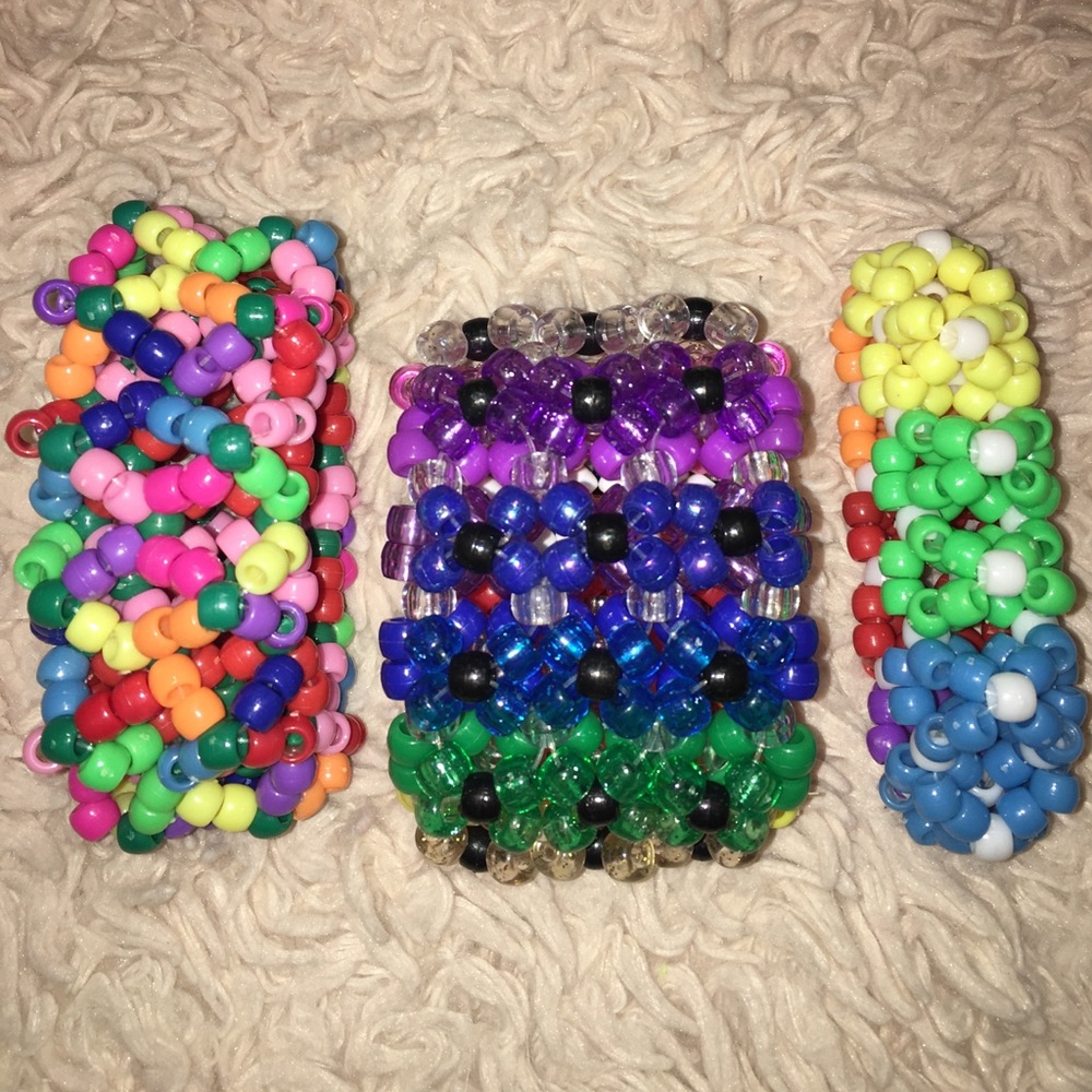 ✨3 rainbow kandi cuffs✨