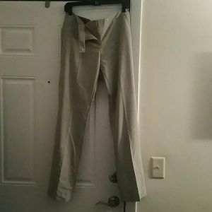 Beige work pants with white pin stripes