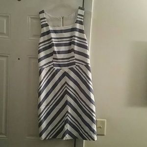 Blue white striped fitted dress