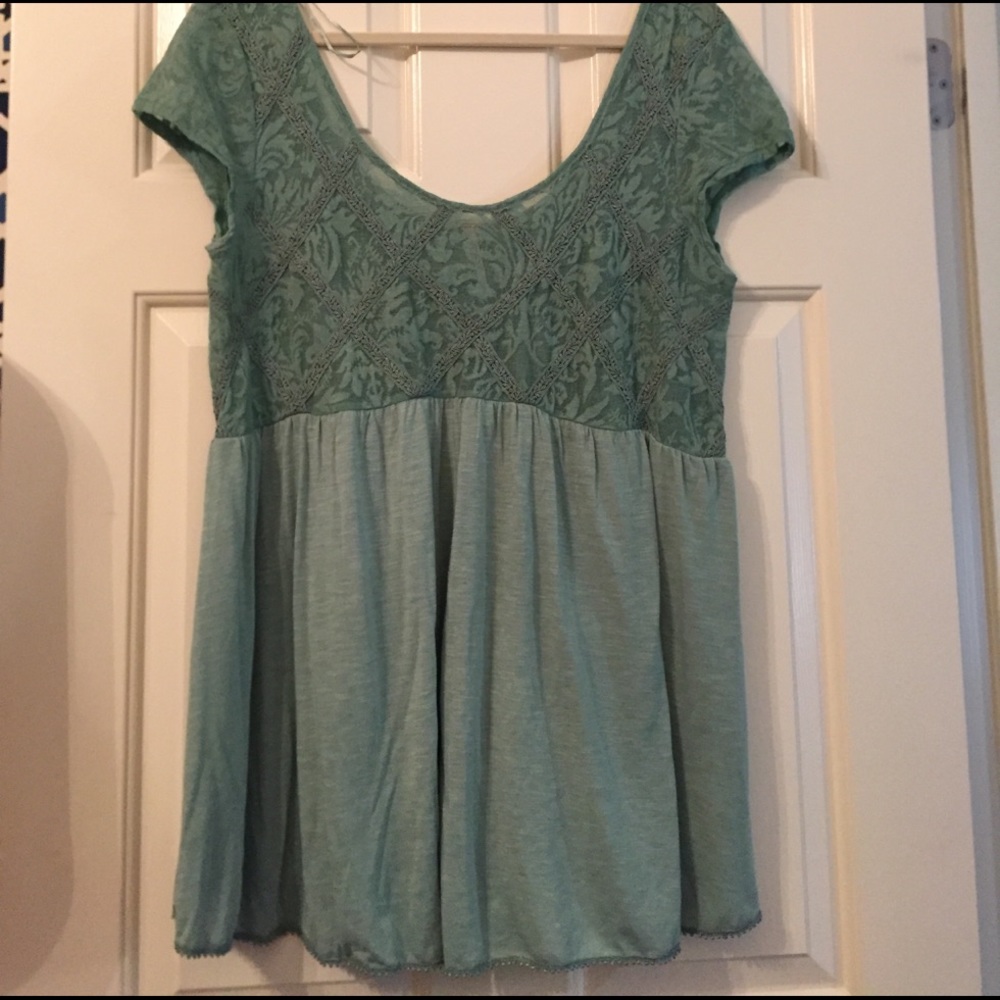 Green scoop neck