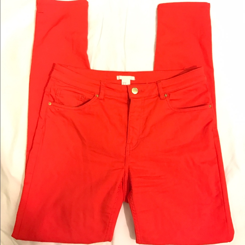 H&m vivid orange skinny jean.