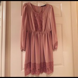 Lace detailed deep blush dress