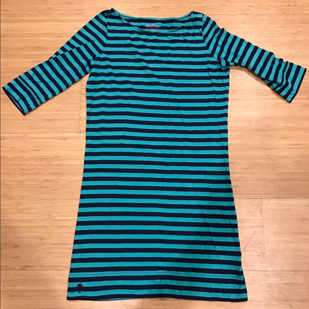 Lilly Pulitzer Cassie Dress in Teal and Navy Blue