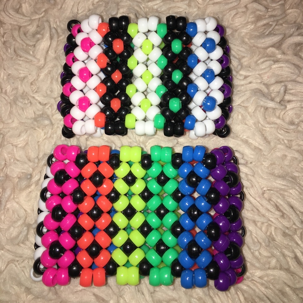 ✨Two rainbow triple x-base kandi cuffs✨