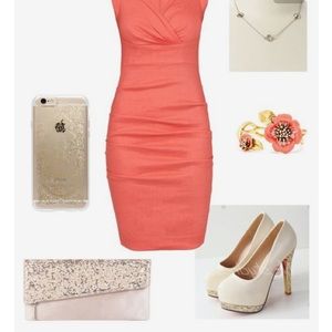 Nicole Miller coral dress