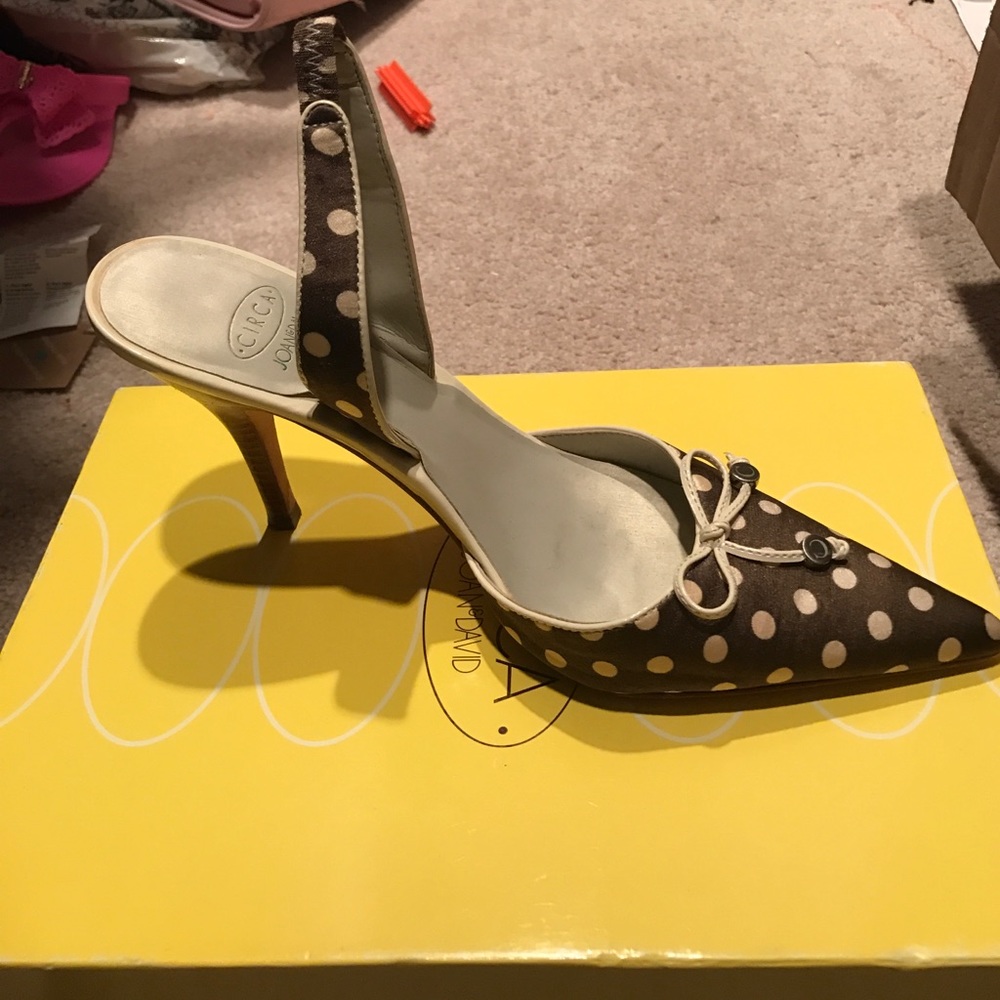 Joan & David brown and tan pumps.