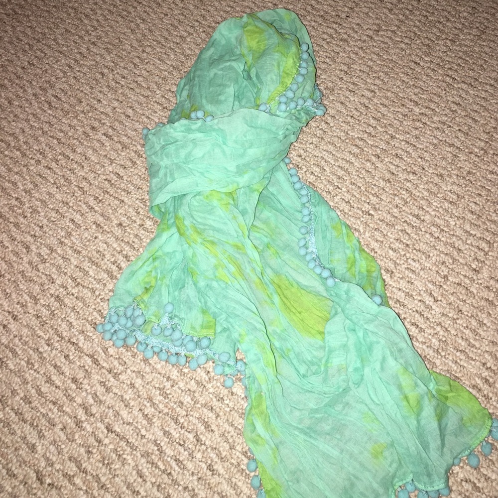 Turquoise and green tie dye scarf