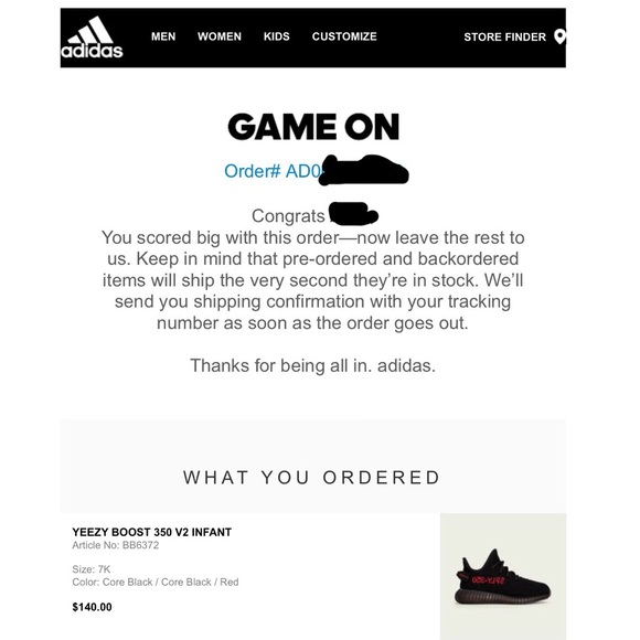 Adidas Yeezy Boost 350 V2 Bred Infant Deadstock - Picture 5 of 7