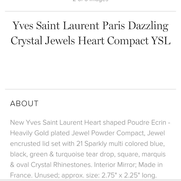 🎉HP🎉 YSL PARIS CRYSTAL JEWELS HEART COMPACT - Picture 9 of 9