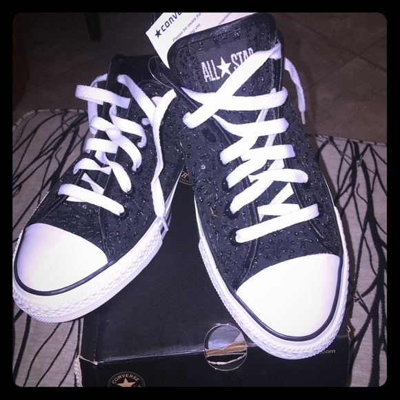 Converse Shoes - CHUCK TAYLOR CONVERSE SPARKLY BLACK SHOES sz10 NIB