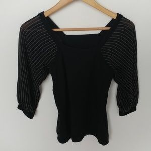 5 for$25 Beautiful Sheer Sleeves Black Sweater Top