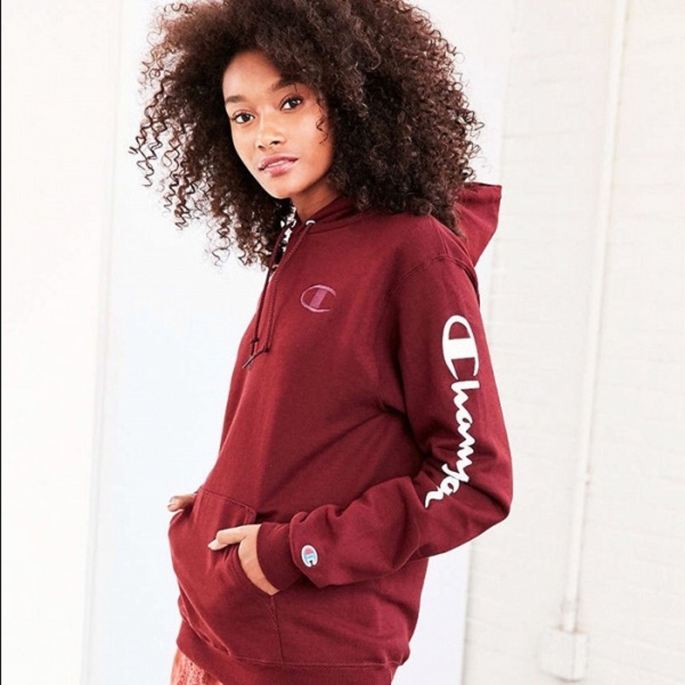 Burgundy Champion X UO hoodie