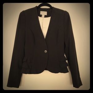 H&M Ruffle Peplum Black Peplum Blazer