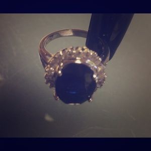 Sapphire cz sterling silver ring, size 7.