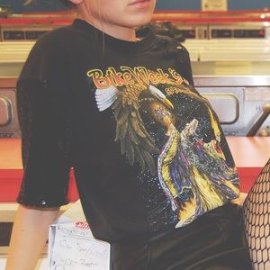 Sequin Sleeve Bike Week '99 Tee