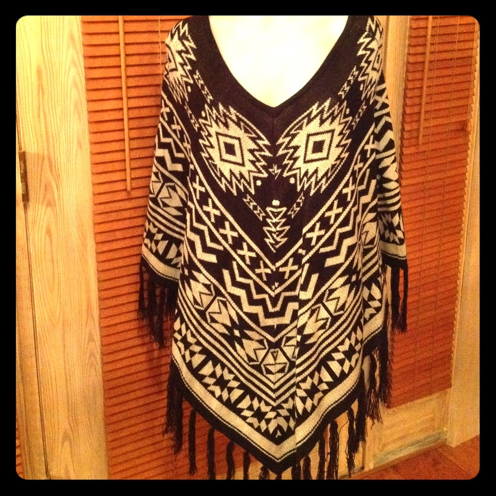 Aztec Poncho Sweater