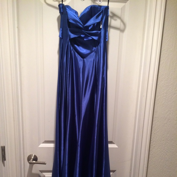 Jessica McClintock Strapless Navy Blue Dress - Picture 2 of 5