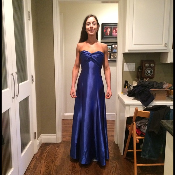 Jessica McClintock Strapless Navy Blue Dress - Picture 3 of 5