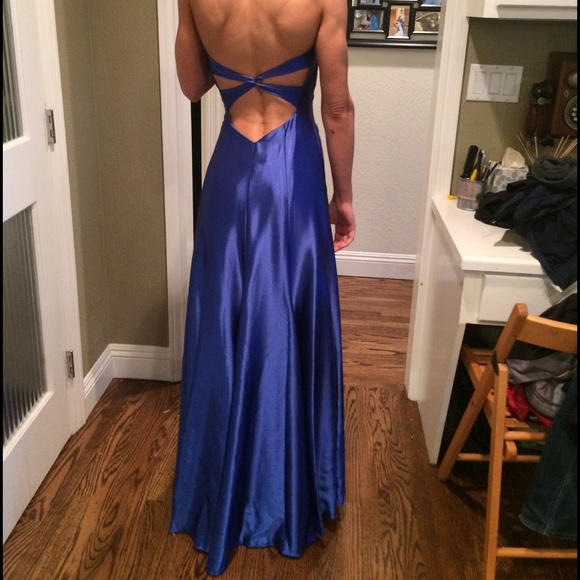 Jessica McClintock Strapless Navy Blue Dress - Picture 4 of 5