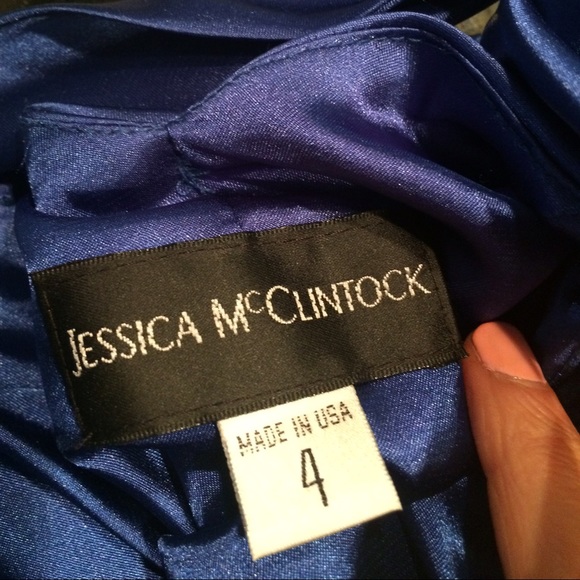 Jessica McClintock Strapless Navy Blue Dress - Picture 5 of 5