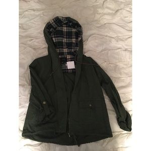 New!!! Green army jacket with flannel hood