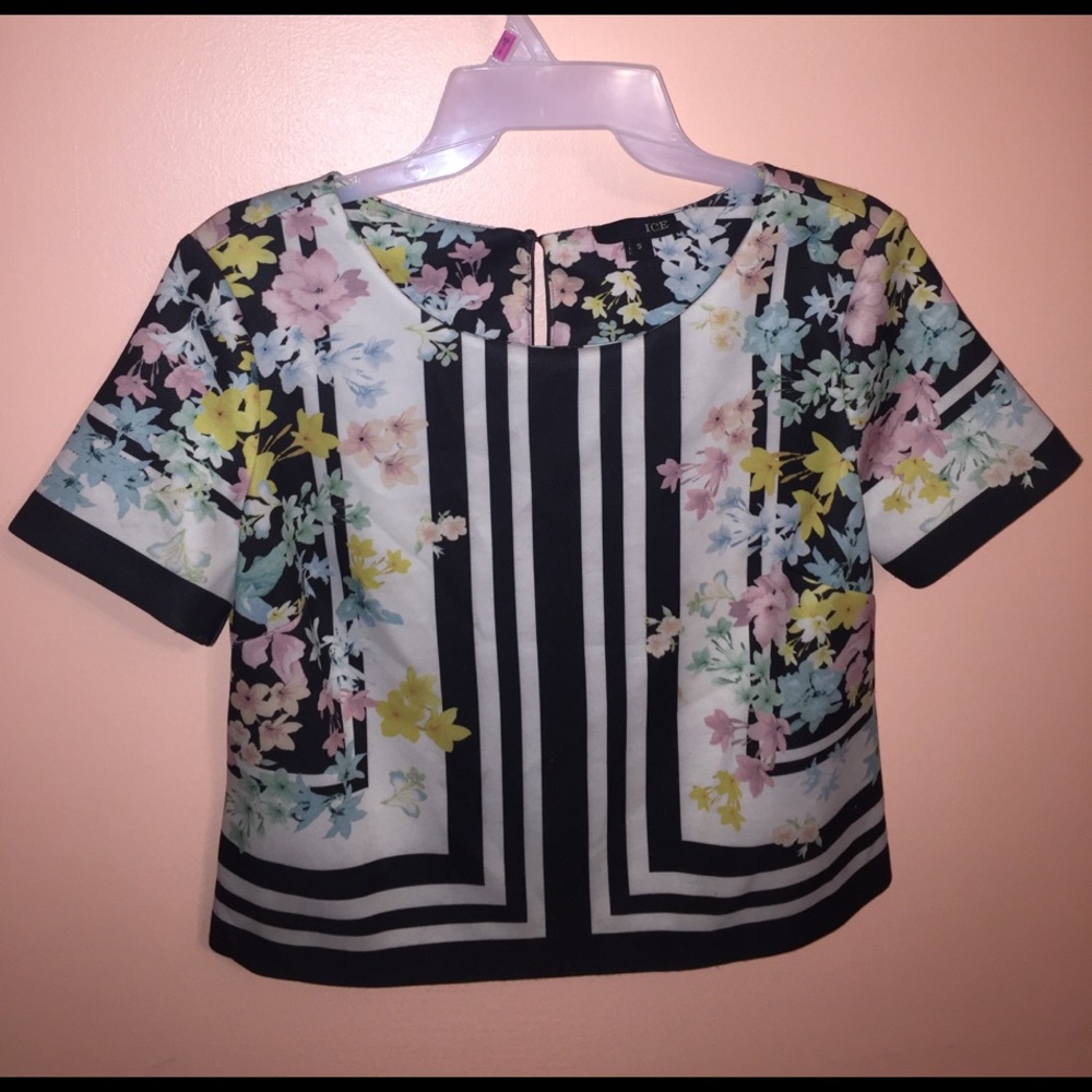 Floral/ Striped Crop Top