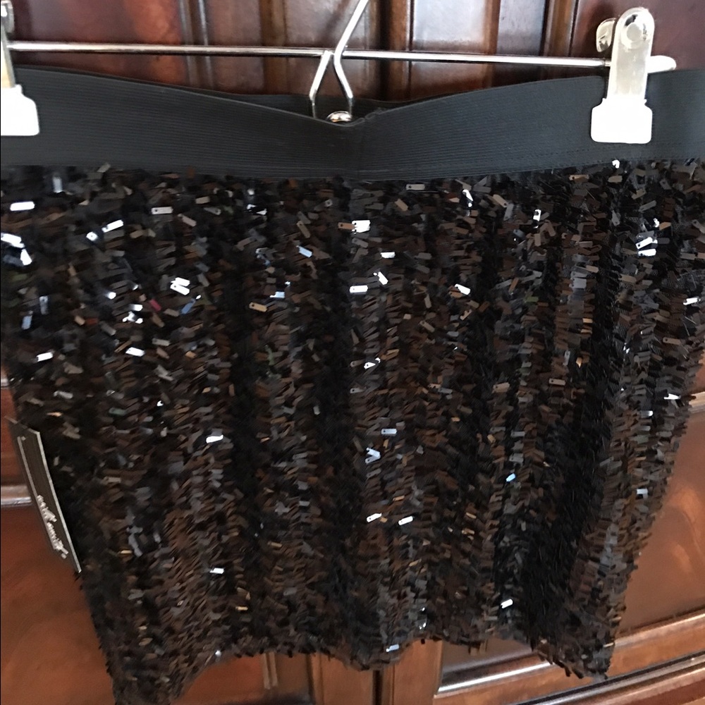 Black Sequin Mini Skirt