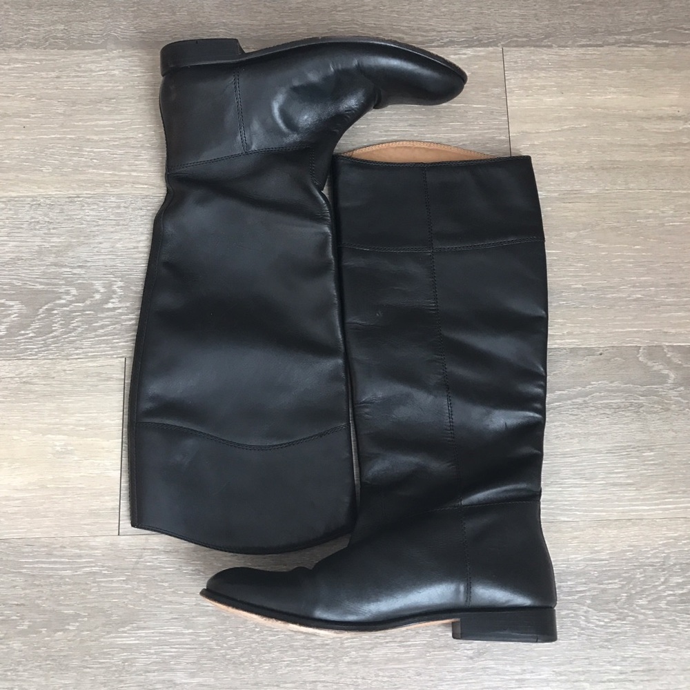 100% Black Leather Vero Cuoio Riding Boots