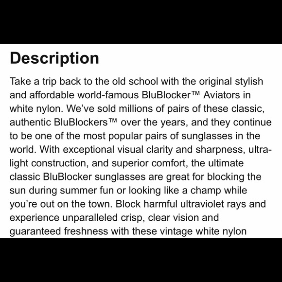 Official BluBlocker White Aviator Sunglasses - Picture 4 of 4