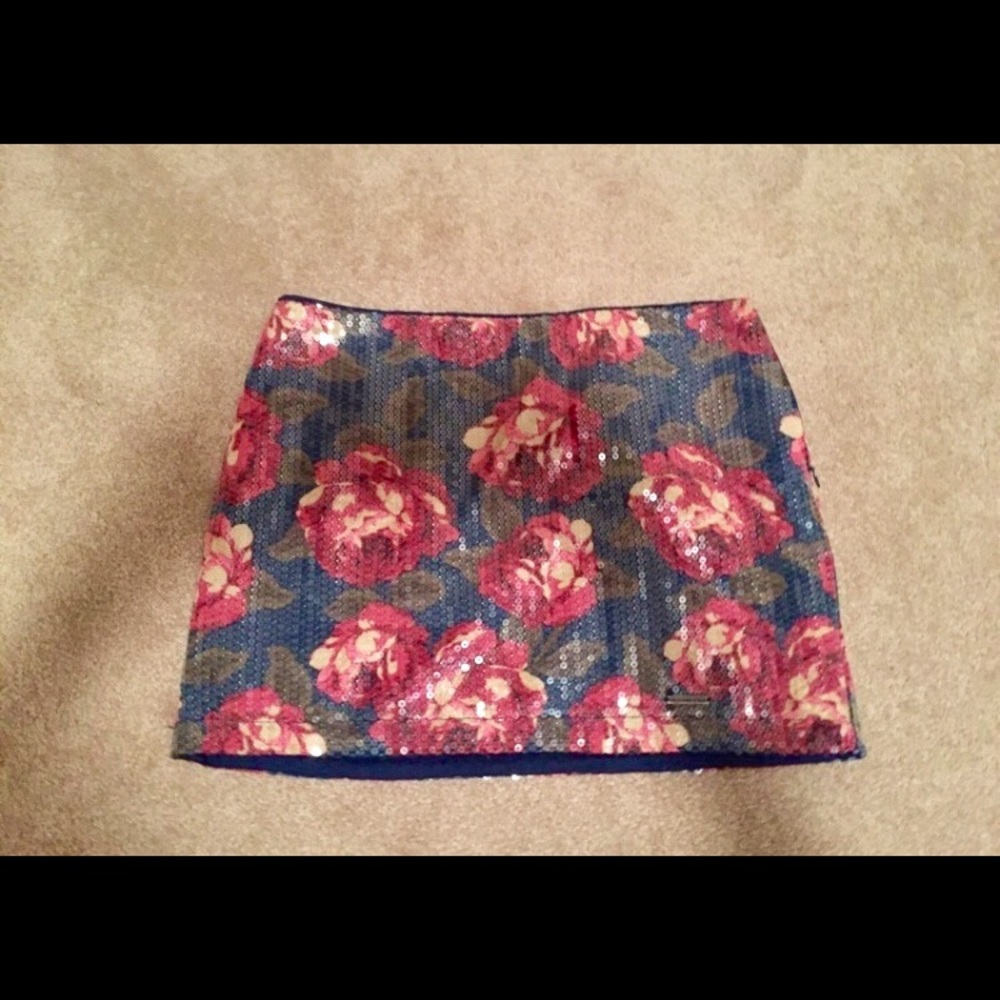 Floral Sequin Miniskirt