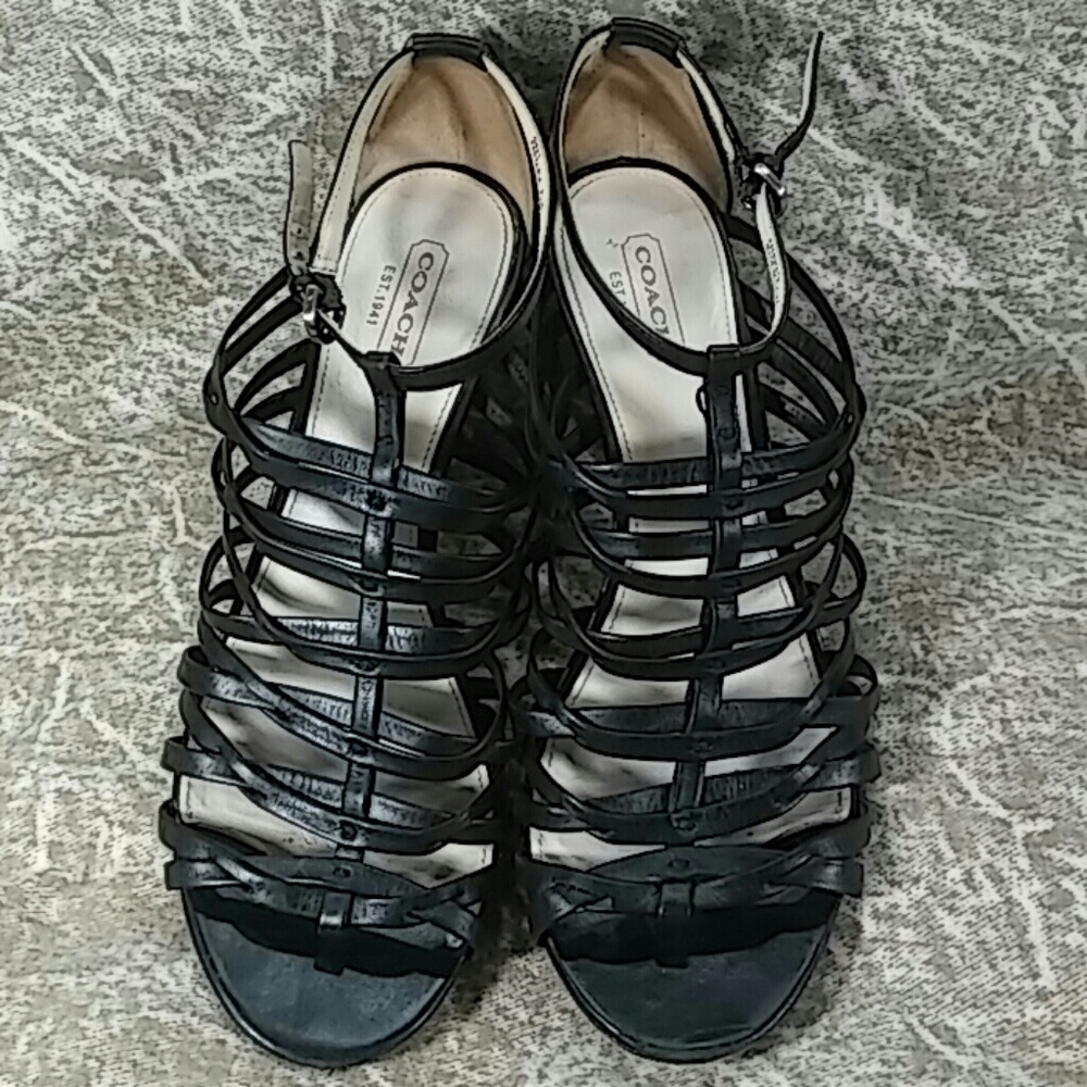 Sz 7 1/2 Coach Cage Gladiators Stiletto Heels