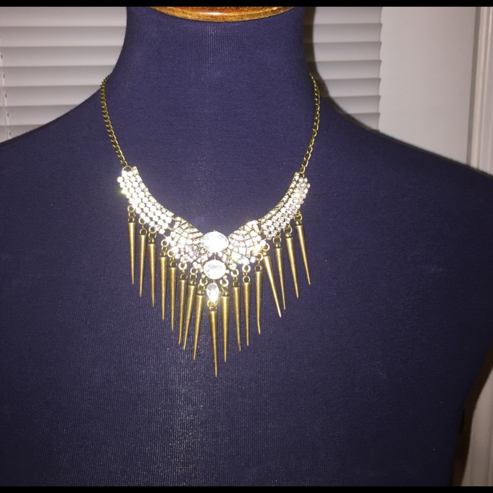 Bronze rhinestone statement necklace