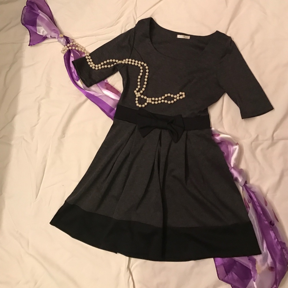 Gray and Black Bow Dress