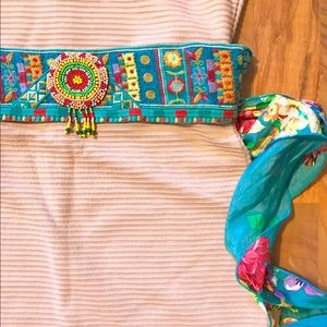 Johnny Was Embroidered Silk Belt