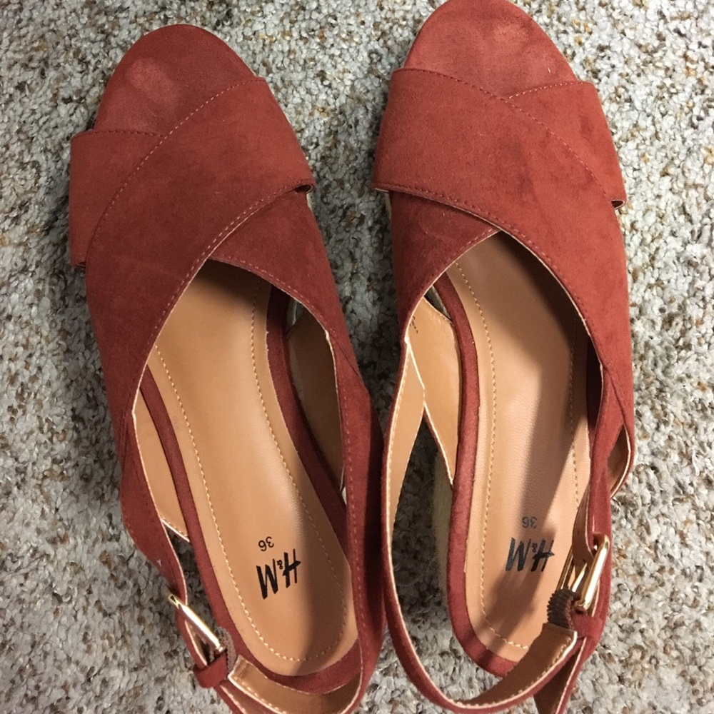 Faux suede platform sandals