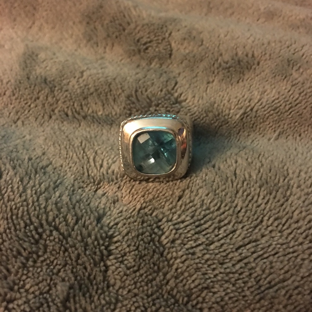 Large sterling blue topaz ring