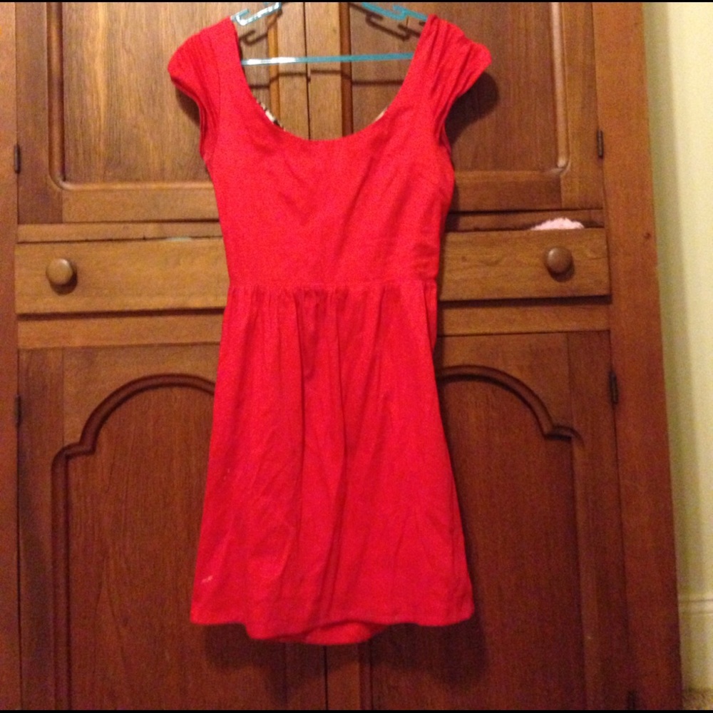 Red dress with houndstooth back.