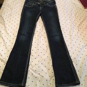 Buckle boot cut jeans