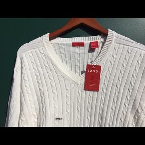 Izod Luxury Sport v-neck cable knit sweater