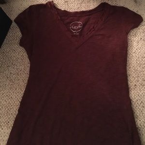 Maroon V-Neck Top