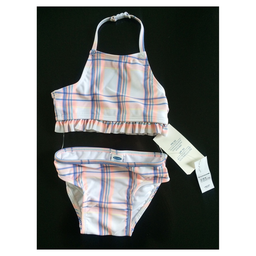 Old Navy Plaid Print Two Piece Swimsuit