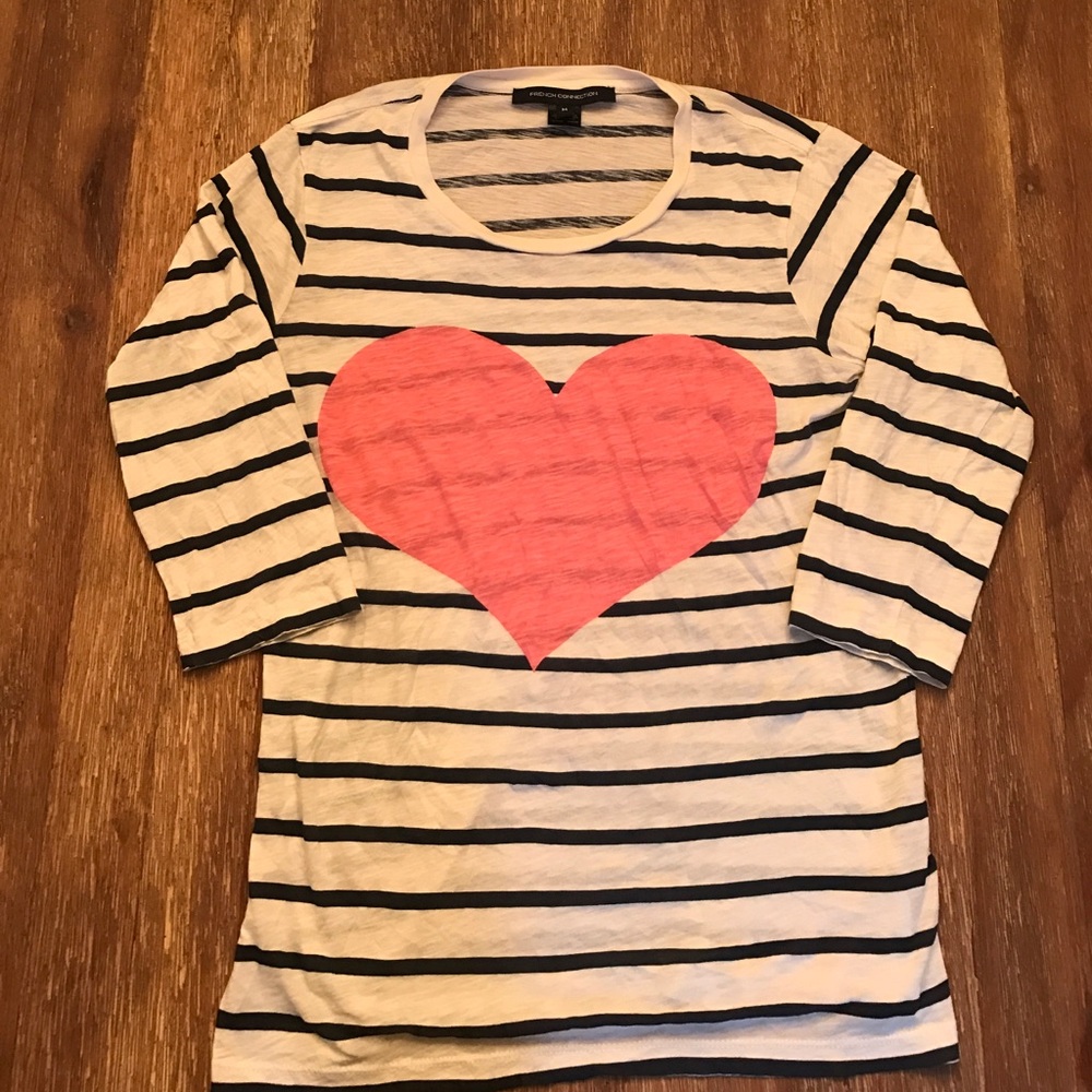French Connection Striped Heart Shirt