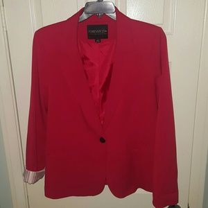 Forever 21+ Red Boyfriend Blazer 1X