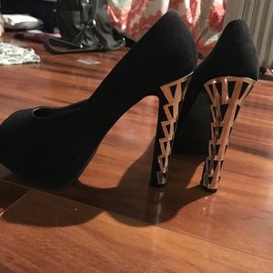 Black open toe heels